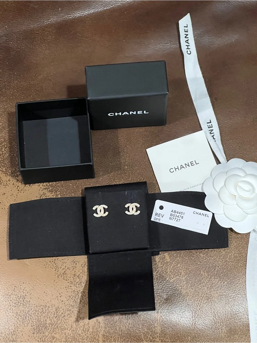 Chanel Gold-Tone PAVED CC Logo Stud Earrings